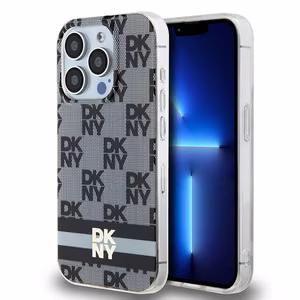 DKNY IML Checkered Mono Pattern & Printed Stripes MagSafe Чехол для iPhone 15 Pro Max - чёрный