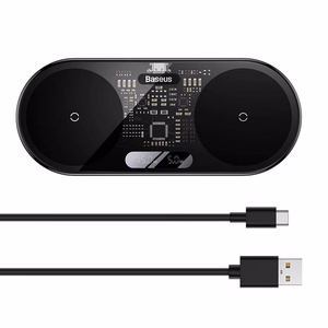 Двойное беспроводное зарядное устройство Baseus Digital LED Display Qi 20W