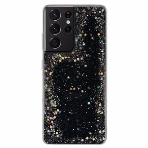 Žvilgantis skaidrus dėklas telefonui Samsung Galaxy S21 Ultra juodas