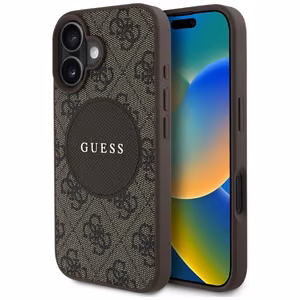 Guess 4G Circle Classic Logo Magnetinis dėklas telefonui iPhone 16 - rudas