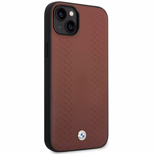 Dėklas telefonui BMW BMHCP14S22RFGR iPhone 14 6.1 - raudonas odinis diamantinio rašto