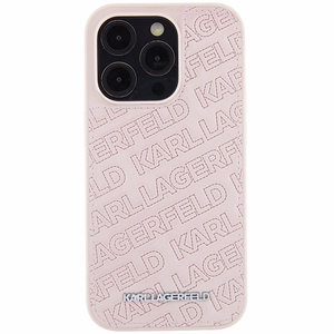 Karl Lagerfeld dygsniuoto rašto K dėklas telefonui iPhone 15 Pro Max - rožinis