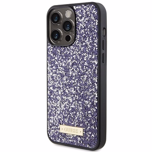 Guess Rhinestone Metal Logo dėklas telefonui iPhone 15 Pro Max - rožinis