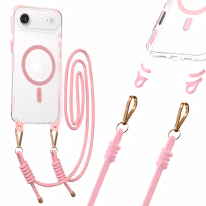 Tel Protect su dirželiu rožinis skaidrus dėklas Iphone 17 Air rožinis