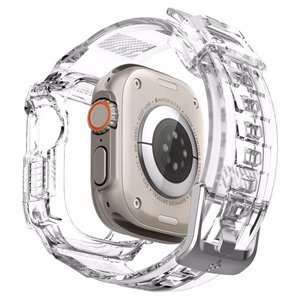Spigen Rugged Armor Pro dėklas ir dirželis, skirtas Apple Watch Ultra 49 mm (skaidrus)