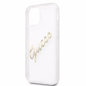 Guess GUHCP12MKTRSVGO iPhone 12/12 Pro 6.1" Skaidrus kietas dėklas Vintage Script Auksinis