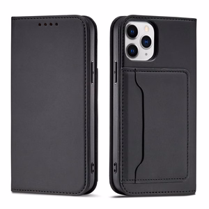 Magnetinis dėklas kortelėms iPhone 12 Pro Max dėklas kortelių piniginė kortelių laikiklis juodas