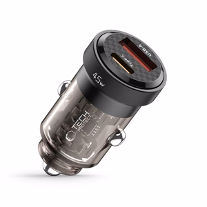 Tech-Protect CC45W automobilinis įkroviklis USB-C PD 45W / USB-A QC 3.0 - juodas