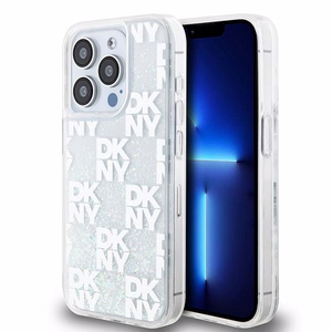 DKNY skystojo blizgučio daugiologo dėklas telefonui iPhone 15 Pro - baltas