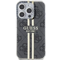 Guess IML 4G Gold Stripe dėklas telefonui iPhone 15 Pro - juodas
