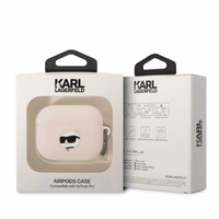 Karl Lagerfeld KLAPRUNCHP AirPods Pro dėklas rožinis/rožinis Silikoninis Choupette Head 3D