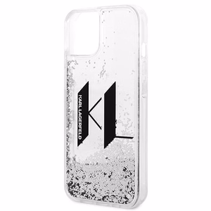 Karl Lagerfeld Liquid Glitter Big KL dėklas telefonui iPhone 14 - sidabrinis