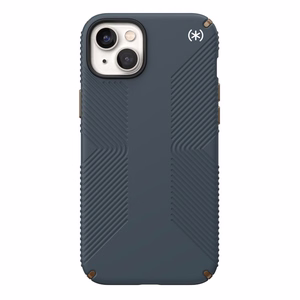 Чехол Speck Presidio2 Grip для iPhone 15 Plus / 14 Plus, с нескользящим покрытием, цветовая комбинация «Charcoal / Cool Bronze / Slate»