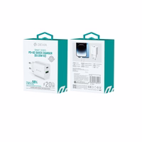"Devia" sieninis įkroviklis "Smart PD" 1x USB-C 1x USB 20W, baltas