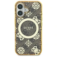 Guess IML Peony On 4G Background MagSafe iPhone 16 dėklas - rudas