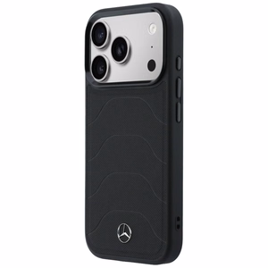 Mercedes Leather Mesh with Bow Line MagSafe dėklas iPhone 17 Pro Max, juodas