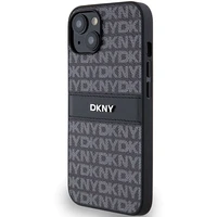DKNY Odinis mono juosta ir metalinis logotipas dėklas telefonui iPhone 15/14/13 - juodas