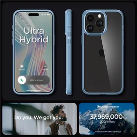 Dėklas telefonui Spigen Crystal Hybrid iPhone 15 Pro Max - skaidrus mėlynas (m)