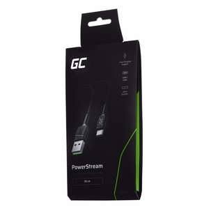 Green Cell KABGC25 USB-A–USB-C kabelis, 0.3 m, juodas