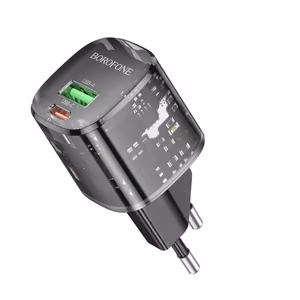 Borofone Įkroviklis BN17 Sunlight - USB + Type C - QC 3.0 PD 20W 3A juodas