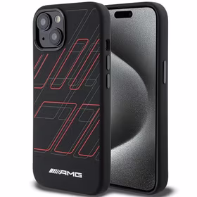 AMG silikoninis didelių rombų rašto magnetinis dėklas telefonui iPhone 15 Plus / 14 Plus - juodas