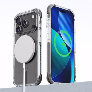 Rock Crystal Clear Magnetinė serijos dėklas telefonui Iphone 17 Pro Max skaidrus-juodas