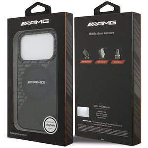 Mercedes AMG IML Double Layer Rhombs dėklas, skirtas iPhone 18 Pro / 17 Pro, suderinamas su MagSafe – juodas ir raudonas