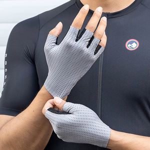 Rockbros Breathable Short Finger Cycling Gloves, Size: XL - Gray