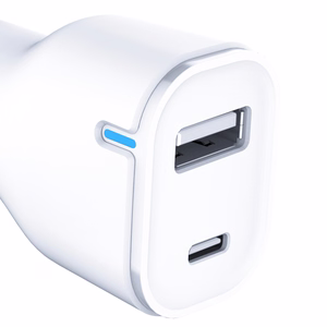 3mk automobilinis įkroviklis 20W PD 3.0 QC 3.0 USB 1A1C, baltas