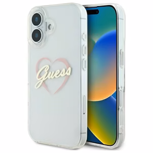 Guess IML Širdies dėklas telefonui iPhone 16 Plus - skaidrus