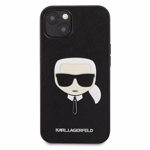 Karl Lagerfeld KLHCP13SSAKHBK kietas dėklas iPhone 13 mini 5,4" Saffiano Ikonik Karl's Head – juodas