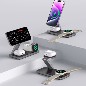 Tech-Protect QI15W-A47 MagSafe 3in1 indukcinis įkroviklis + USB-C kabelis - juodas