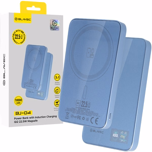 Blavec BJ-04 10000 mAh plonas magnetinis išorinis akumuliatorius su „MagSafe“, 13,5 mm, USB-C, 22,5 W, 3 viename (PBBJ04-MC5LB) (spalva: šviesiai mėlyna; stiklo apdaila)
