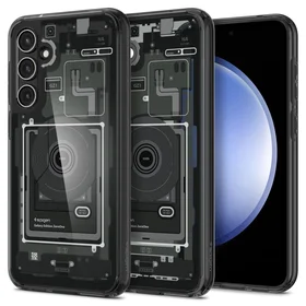 Spigen Ultra Hybrid dėklas telefonui Samsung Galaxy S23 FE - tamsiai pilka (Zero One raštas)