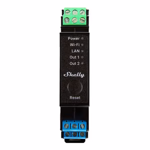 Shelly Pro 2PM DIN bėgio 2 kanalų relė, WiFi/LAN (galios matavimas)