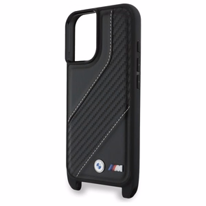 BMW M Edition Carbon Stripe & Strap Dėklas telefonui Apple iPhone 16 Plus - juodas