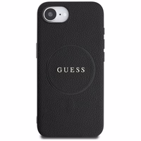Guess PU Grained Classic Logo dėklas telefonui iPhone 16e su MagSafe - juodas