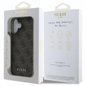 Guess 4G Charms Kolekcijos dėklas iPhone 16 - rudas