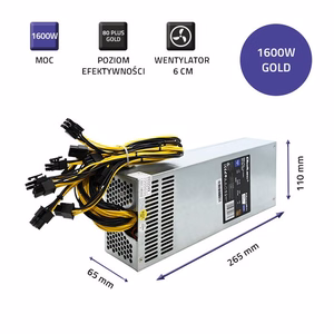 Qoltec 50177 PCI-E maitinimo šaltinis „Smart 1600W“ 80 Plus Gold - duomenų gavyba
