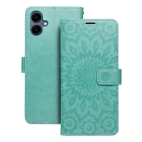 MEZZO knygos tipo dėklas telefonui SAMSUNG A06 su mandalos raštu, žalios spalvos