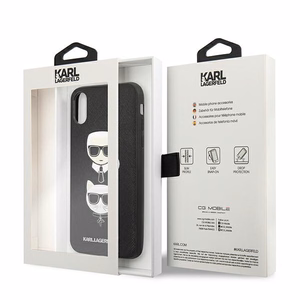 Karl Lagerfeld Saffiano Karl&Choupette Galvos dėklas telefonui iPhone XS Max - juodas