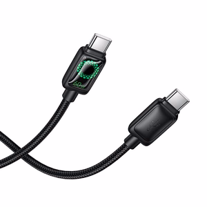 Kabelis su skystųjų kristalų ekranu USB C į USB C Hoco 3A 60W 1,2 m U146 juodas