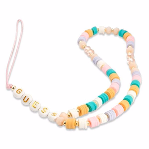 Guess pakabukas GUSTFLWP telefono dirželis rožinis Heishi Beads