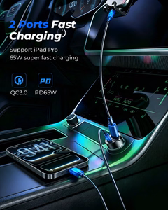 Automobilinis įkroviklis Joyroom JR-CCN18 USB-C/USB-A 65W juodas
