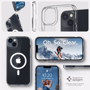 Spigen Ultra Hybrid Magnetinis dėklas su MagSafe iPhone 14 - skaidrus/baltas