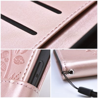 MEZZO knygos tipo dėklas telefonui XIAOMI Redmi Note 10 Pro su medžiu, rožinio aukso spalvos