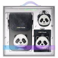 Nimmy Big Eyed Pet 2.0 Panda 3-in-1 Dėklas telefonui + Piniginė + Sekimo įrenginio dėklas - juodas (m)