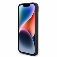 Guess GUHCP15SP4TDSCPK iPhone 15 6.1" juodas/juodas kietas dėklas telefonui Crossbody 4G Metal Logo