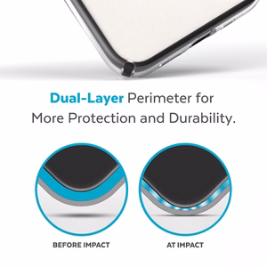 Speck Presidio Perfect-Clear with Impact Geometry + MagSafe case for iPhone 15 Plus / 14 Plus, with Microban antimicrobial protection, Clear / Black