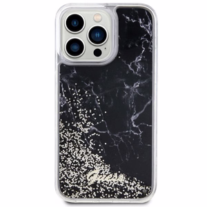 Guess GUHCP14XLCSGSGK iPhone 14 Pro Max 6.7" juodas/juodas kietas dėklas Liquid Glitter Marble